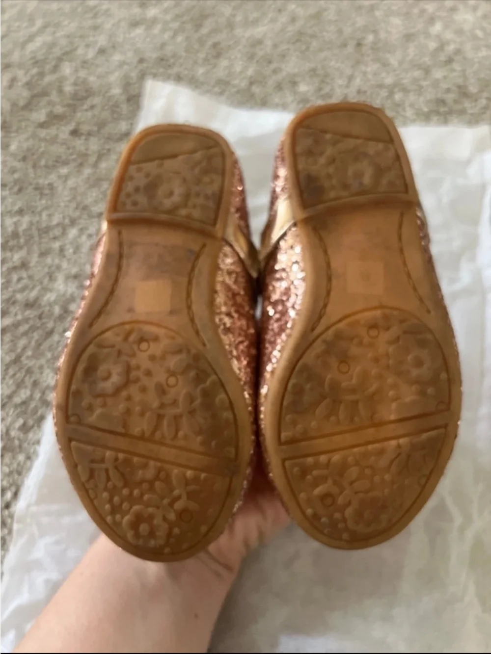Kailee P. Girls' Rose Gold Glitter Ballerina Flats